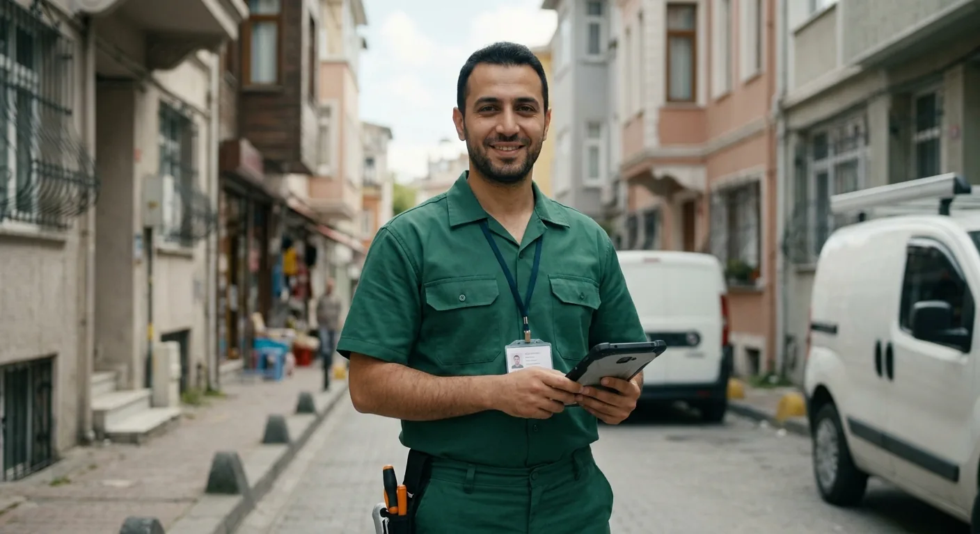 Sokakta servis planlaması yapan teknisyen